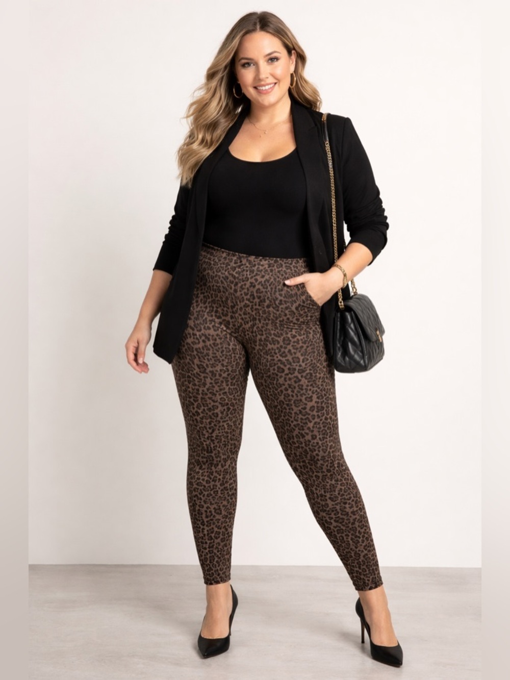 Liverpool Pull-On Leggings Leopard Print Size 18W Plus Stretch Skinny Pants